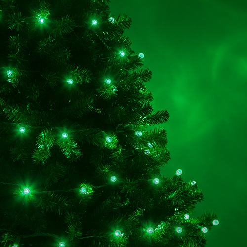 70 G12 Green LED String Lights, 4" Spacing