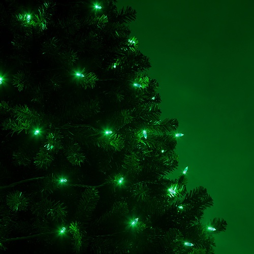 50 T5 Green LED Christmas Tree Lights, 6" Spacing