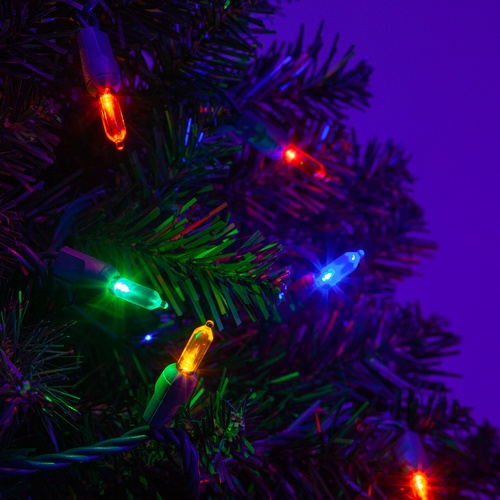 50 T5 Multi Color LED Christmas Tree Lights, 6" Spacing