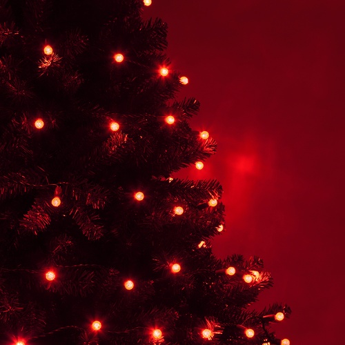70 G12 Red LED String Lights, 4" Spacing
