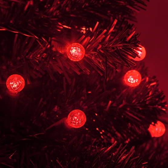 70 G12 Red LED String Lights, 4" Spacing