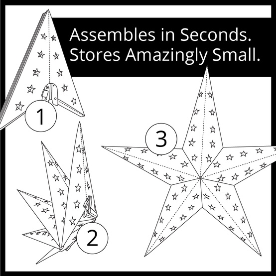 18" LED Aurora Superstar TM Fold-Flat Blue 5 Point Star Light, Outdoor Rated 