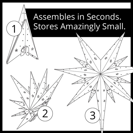 26" LED Aurora Superstar TM Fold-Flat White Bethlehem Star Light, Outdoor Rated 