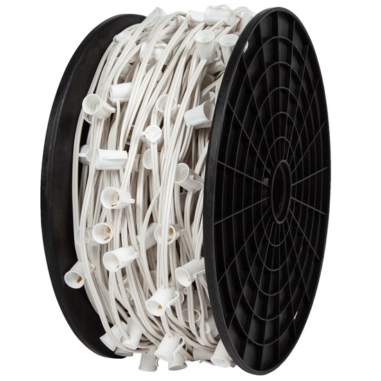 500' C9 Commercial Light Spool, SPT2W White Wire, 12" Spacing