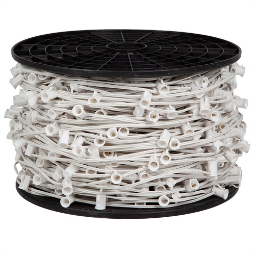 C9 Christmas Lights 1000' C9 Commercial Light Spool, SPT2 White Wire, 12" Spacing