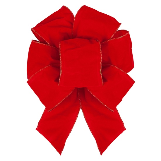 12" Red Puff Velvet 7-Loop Indoor Christmas Bow