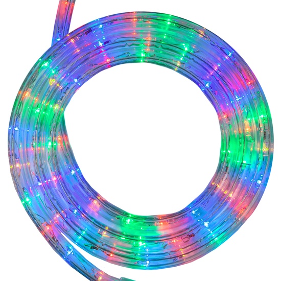18' Multi: Red, Blue, Green, Yellow LED Rope Light, 2 Wire 1/2", 120 Volt