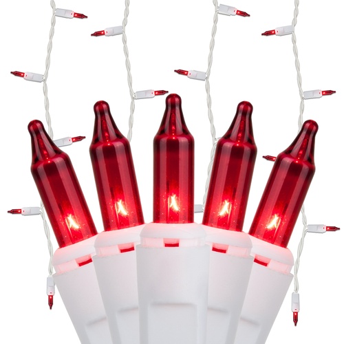 150 Red Icicle Lights - White Wire