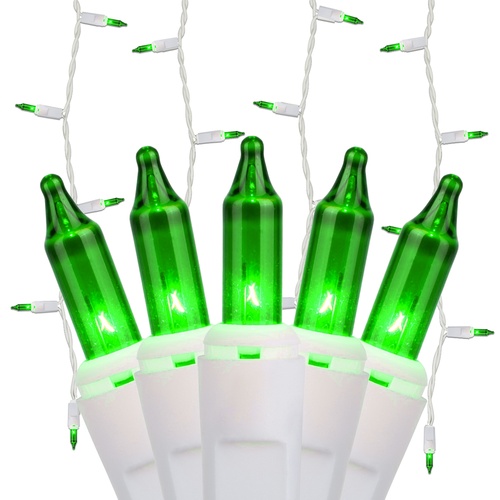 150 Green Icicle Lights - White Wire