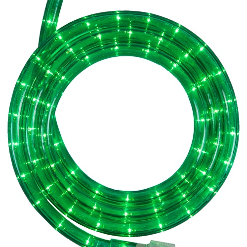 18' Green Rope Light, 2 Wire 1/2", 120 Volt