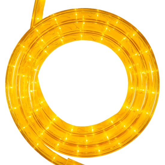 18' Yellow Rope Light, 2 Wire 1/2", 120 Volt
