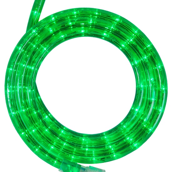 18' Green LED Rope Light, 2 Wire 1/2", 120 Volt