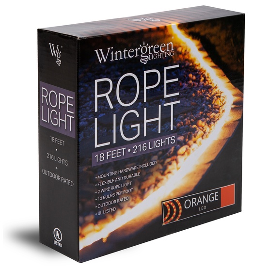 18' Orange LED Rope Light, 2 Wire 1/2, 120 Volt
