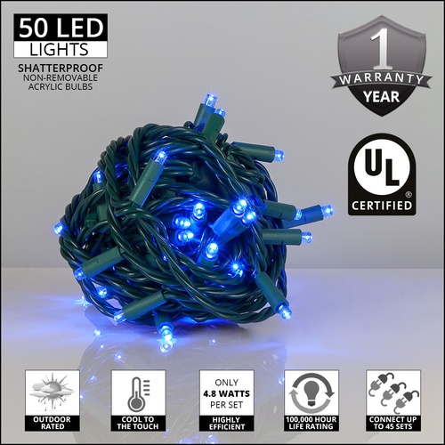 Wide Angle 5MM LED Lights 50 Blue Outdoor LED Christmas Tree Lights