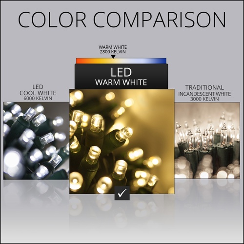 2' x 6' LED Trunk Wrap Lights - 100 Warm White Lamps - Green Wire