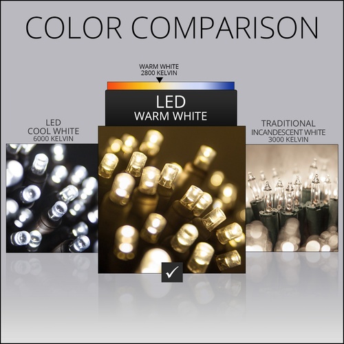 StretchNet Pro 20" x 45" Tree Wrap Lights, 5mm LED, 50 Warm White Lights, Brown Wire