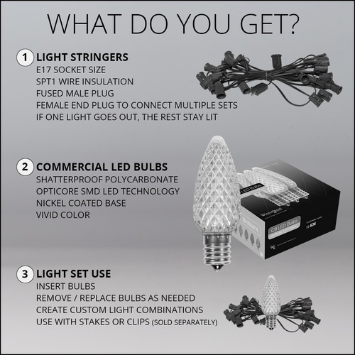 C9 Multicolor OptiCore Commercial LED Christmas String Lights, 25 Lights, 25'