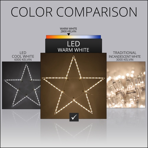 48" LED 5 Point Folding Star, Warm White Lights 
