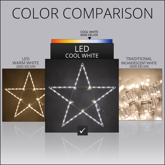 32" LED Folding Star Decoration, 50 Cool White Lights