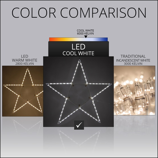 48" LED Folding Star Decoration, 70 Cool White Lights