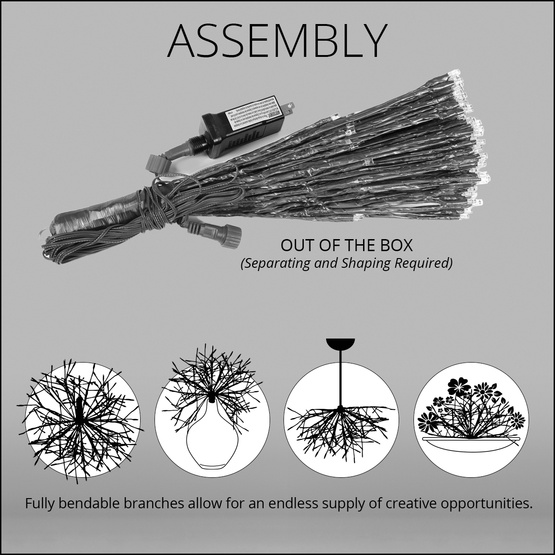 24" Silver Starburst Lighted Branches, Multicolor LED Twinkle Lights, 1 pc