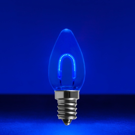 C7 Blue Shatterproof FlexFilament LED Vintage Christmas Light Bulbs