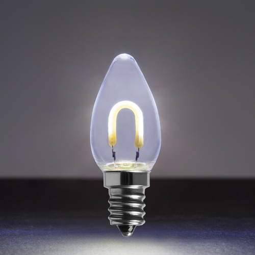 C7 Cool White Shatterproof FlexFilament LED Vintage Christmas Light Bulbs