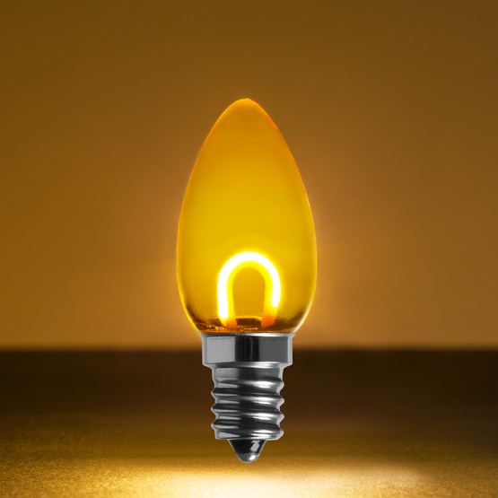C7 Gold Shatterproof FlexFilament LED Vintage Christmas Light Bulbs