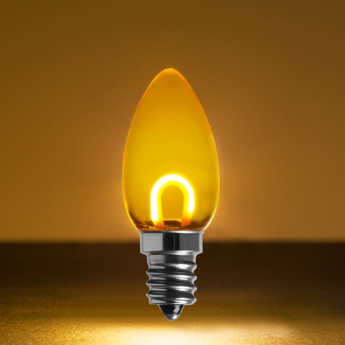 C7 Gold Shatterproof FlexFilament LED Vintage Christmas Light Bulbs
