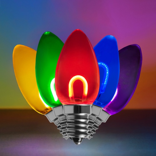 50-Pack C7 Multicolor Frosted Opaque Christmas Bulbs – Indoor/Outdoor Incandescent Lights