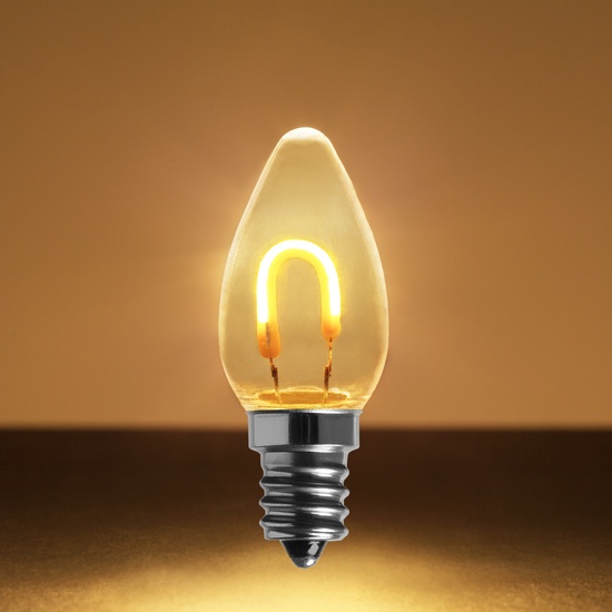 C7 Warm White Shatterproof FlexFilament LED Vintage Christmas Light Bulbs