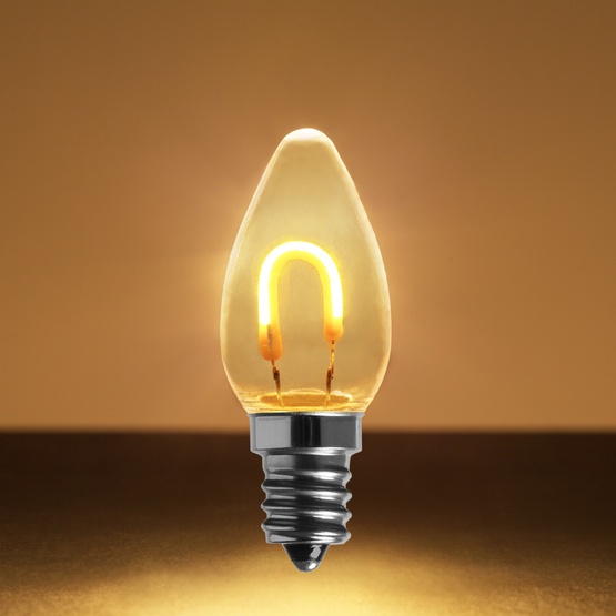 C7 Warm White Shatterproof FlexFilament LED Vintage Christmas Light Bulbs