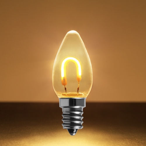 C7 Warm White Shatterproof FlexFilament LED Vintage Christmas Light Bulbs