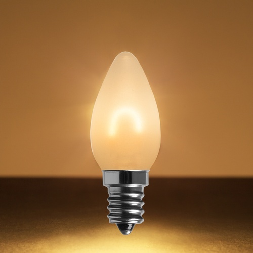 C7 Warm White Glass FlexFilament LED Vintage Christmas Light Bulbs