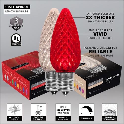 Christmas Pathway Lights C9 Warm White / Red Opticore Christmas LED