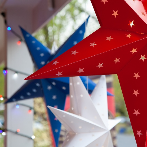 18" LED Aurora Superstar TM Fold-Flat Red 5 Point Star Light, Outdoor Rated 