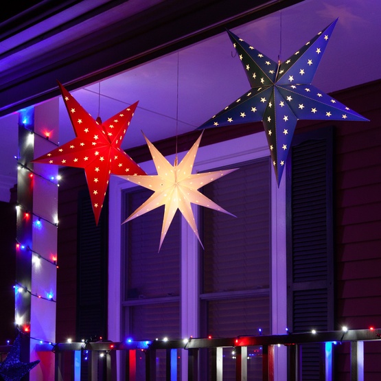 18" LED Aurora Superstar TM Fold-Flat Blue 5 Point Star Light, Outdoor Rated 