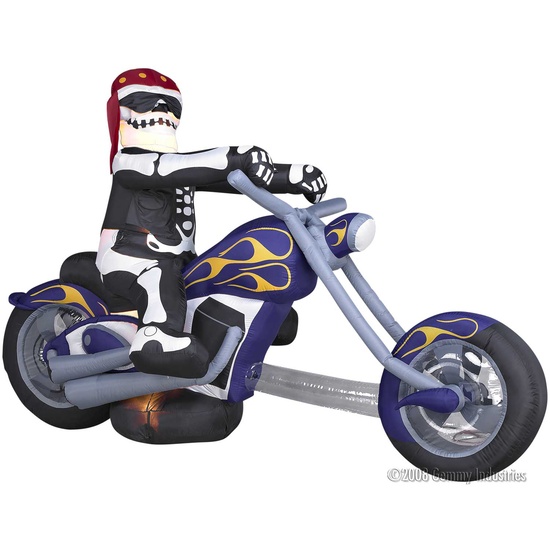 Inflatable Skeleton on Purple Chopper