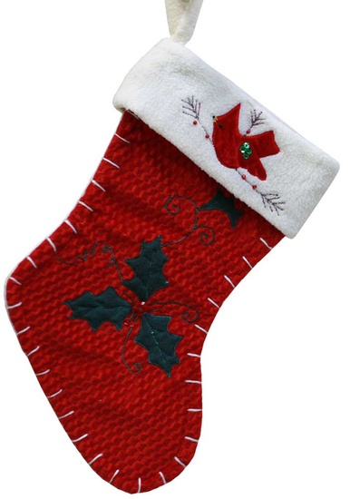 15" Red Cardinal Christmas Stocking