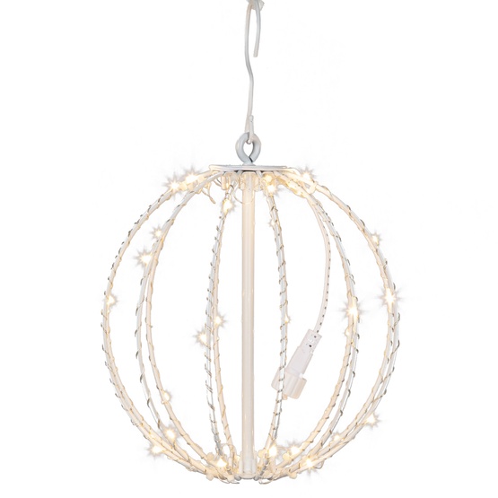 8" Warm White LED Fairy Christmas Light Ball, Fold Flat White Frame