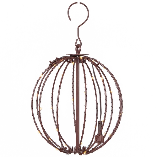 Warm White LED Fairy Christmas Light Ball, Fold Flat Brown Frame