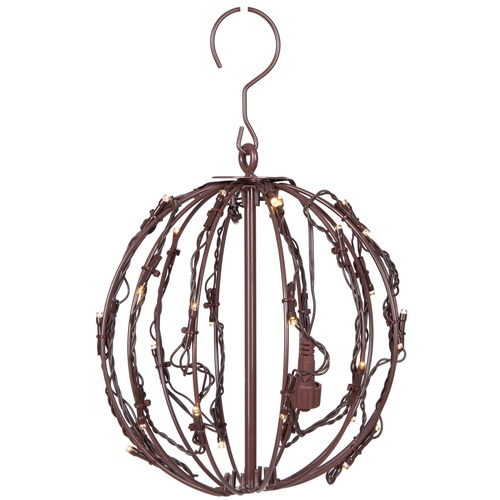 Warm White LED Christmas Light Ball, Fold Flat Brown Frame