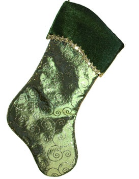 19" Green Glittered Stocking
