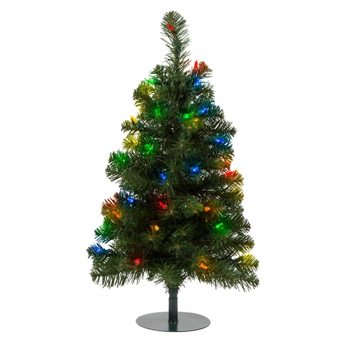 2' Walkway Pre-Lit Winchester Fir Tree, 50 Multicolored LED Lights