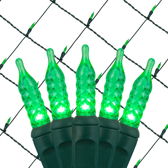 LED Net Lights M5 4'x6' Pure Green LED Net Lights, Green Wire