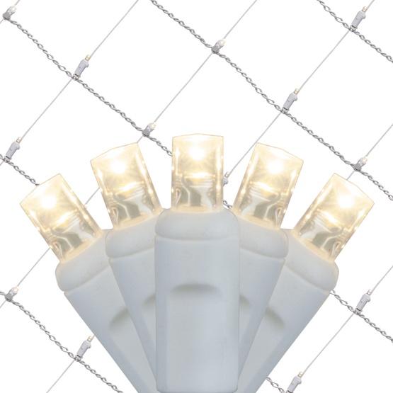 LED Net Lights 5MM 4'x6' Warm White LED Net Lights, White Wire