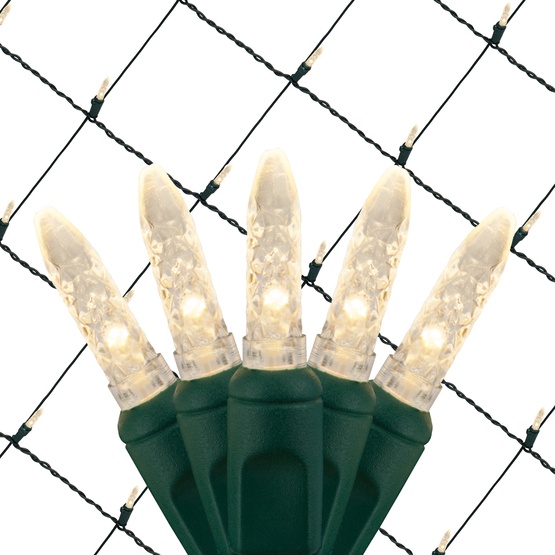 LED Net Lights M5 4'x6' Warm White LED Net Lights, Green Wire