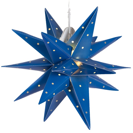 17" LED Aurora Superstar TM Fold-Flat Blue Moravian Star Light, Outdoor Rated 