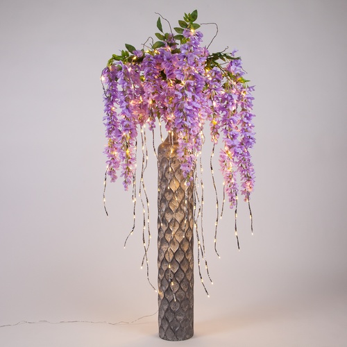 36" Silver Falling Willow Lighted Branches, Warm White LED Twinkle Lights, 1 pc