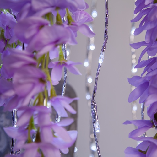 36" Silver Falling Willow Lighted Branches, Cool White LED Twinkle Lights, 1 pc